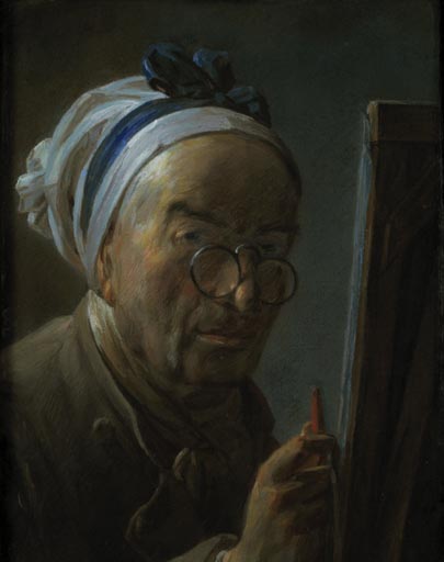 Autoportrait au chevalet (Selbstbildnis vor der Staffelei) a Jean-Baptiste Siméon Chardin
