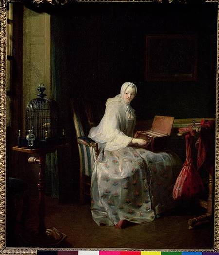 The Bird Organ or A Woman Varying Her Pleasures a Jean-Baptiste Siméon Chardin