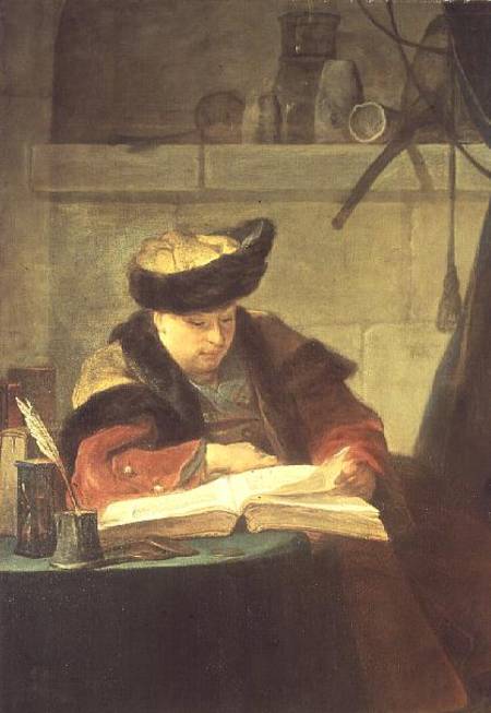 A Chemist in his Laboratory, or The Prompter, or A Philosopher giving a Lecture (Portrait of the pai a Jean-Baptiste Siméon Chardin