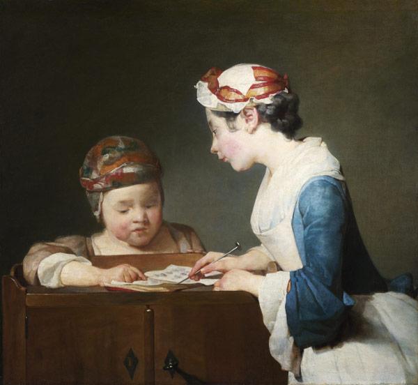 The Young Schoolmistress a Jean-Baptiste Siméon Chardin