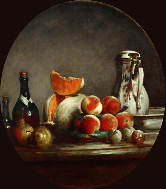 Melons, pears, peaches and plums, or The cut melon a Jean-Baptiste Siméon Chardin