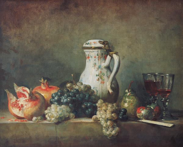 Still Life with Grapes and Pomegranates a Jean-Baptiste Siméon Chardin