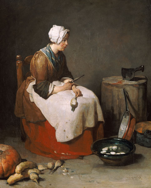 Woman paring turnips a Jean-Baptiste Siméon Chardin