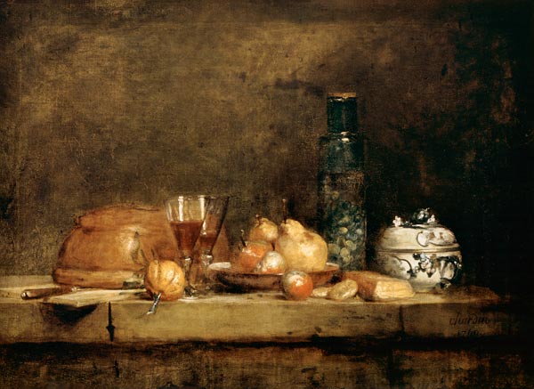 Still Life with Fruits and olive glass a Jean-Baptiste Siméon Chardin