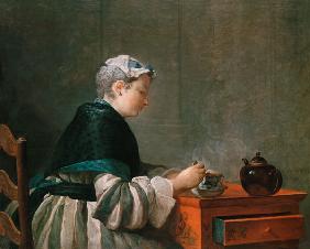 Chardin, Teetrinkende Dame