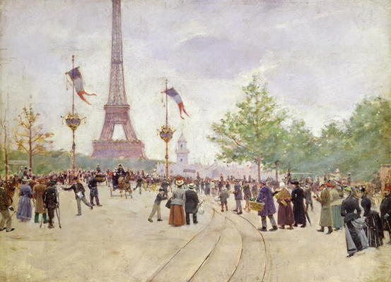 Entrance to the Exposition Universelle, 1889 (oil on canvas) a Jean Beraud