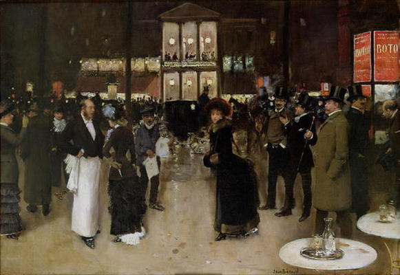The Boulevard at Night, in front of the Theatre des Varietes, c.1883 (oil on canvas) a Jean Beraud