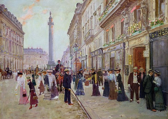Workers leaving the Maison Paquin, in the rue de la Paix, c.1900 a Jean Beraud
