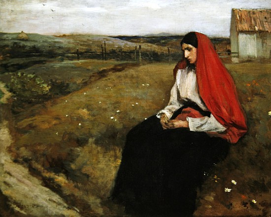 Woman in a landscape a Jean-Charles Cazin