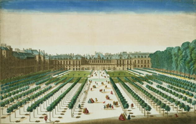 View and Perspective of the Palais Royal from the Garden Side, engraved by Antoine Aveline (1691-174 a Jean Chaufourier