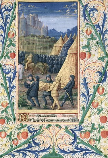 Ms Lat. Q.v.I.126 f.64 The death of Absalom, from the ''Book of Hours of Louis d''Orleans'' a Jean Colombe