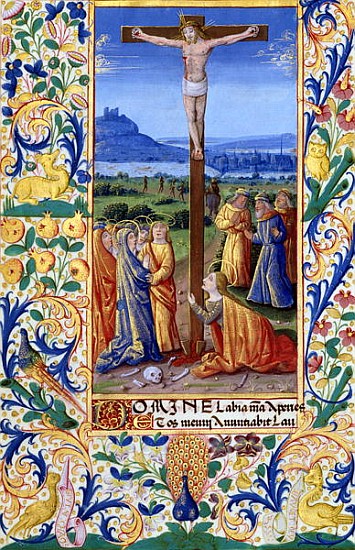 Ms Lat. Q.v.I.126 f.84v The Crucifixion, from the ''Book of Hours of Louis d''Orleans'' a Jean Colombe