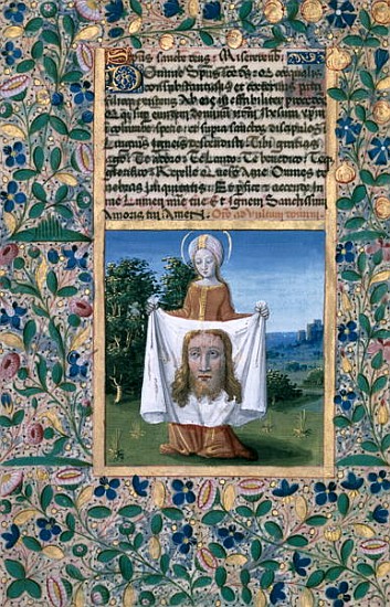 Ms Lat. Q.v.I.126 f.90v St. Veronica, from the ''Book of Hours of Louis d''Orleans'' a Jean Colombe
