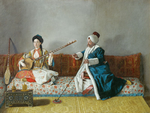 Monsieur Levett and Mademoiselle Helene Glavany in Turkish Costumes a Jean-Étienne Liotard