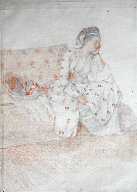 The Countess of Coventry in Turkish Costume (red chalk & pencil on paper) a Jean-Étienne Liotard
