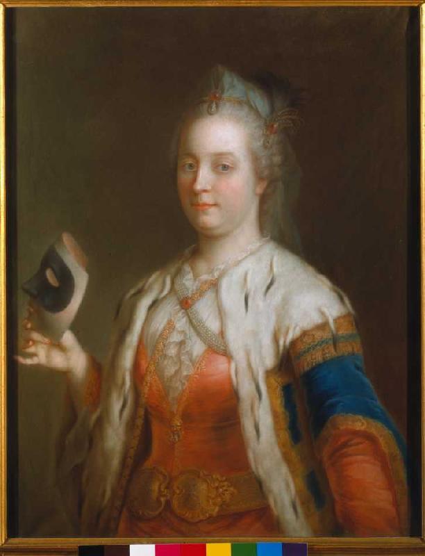 Empress Maria Theresia with mask a Jean-Étienne Liotard