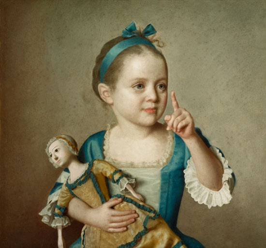 Girl with doll a Jean-Étienne Liotard