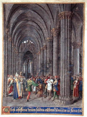 St. Veran exorcising the possessed in the north aisle of the Cathedral of Notre-Dame de Paris, 1452- a Jean Fouquet