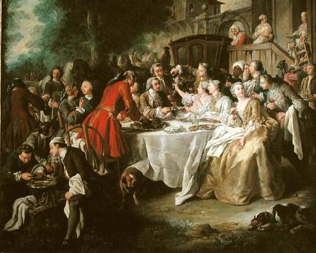 The Hunt Lunch, detail of the diners a Jean François de Troy