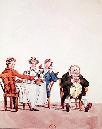 Qui dort dine'', caricature of a man sleeping after dinner a Jean Francois Garneray
