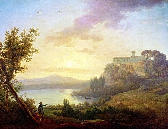 Italian Landscape, Setting Sun a Jean-Francois Hue