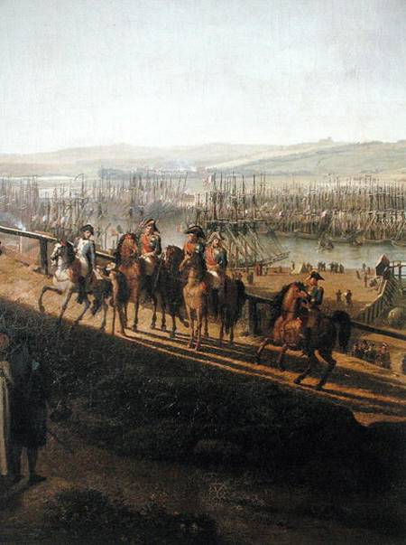 Napoleon Bonaparte (1769-1821) Visiting the Camp at Boulogne in July 1804, detail of Napoleon and th a Jean-Francois Hue