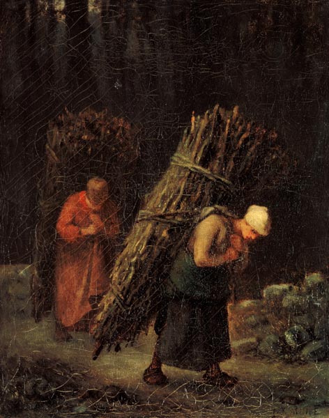 Peasant Girls with Brushwood a Jean-François Millet