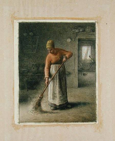 A Farmer's wife sweeping a Jean-François Millet