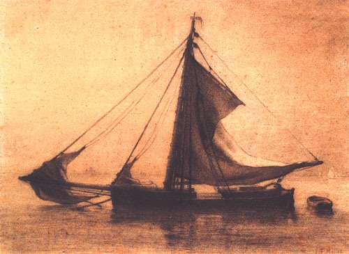Fishing boat on a calm sea a Jean-François Millet