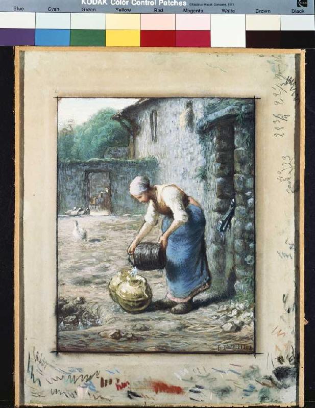 Woman with water jugs a Jean-François Millet