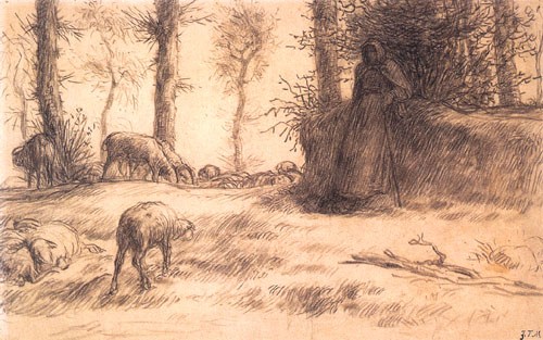 Landscape with a shepherdess a Jean-François Millet