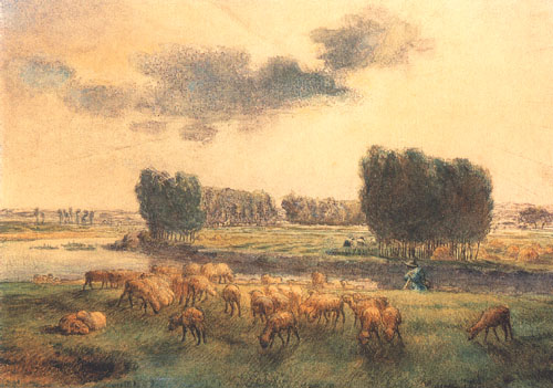 Landscape with sheep a Jean-François Millet