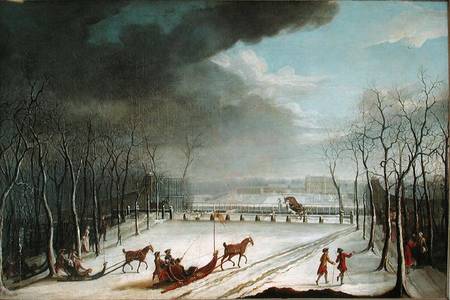 The Prince of Conde Hunting in a Sleigh in 1767 a Jean Francois Perdrix