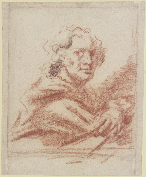 Brustbild eines Mannes im Dreiviertelprofil nach rechts a Jean-Honoré Fragonard