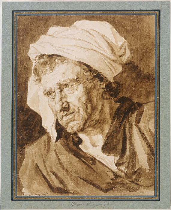 Kopf eines Mannes mit weißem Turban a Jean-Honoré Fragonard