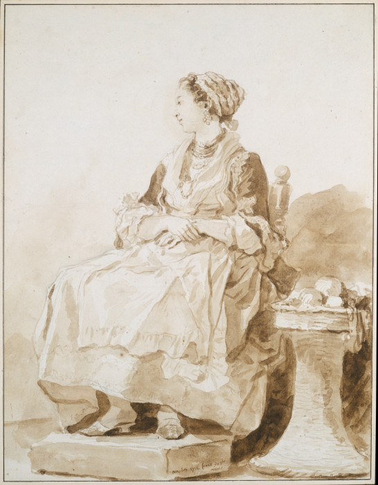 Neapolitan Woman, sitting outside a Jean-Honoré Fragonard