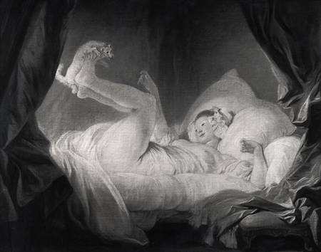 La Gimblette or Young Girl Making her Dog Dance on her Bed a Jean Honoré Fragonard