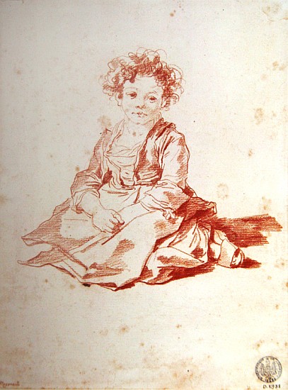 Small girl sitting on the ground a Jean Honoré Fragonard
