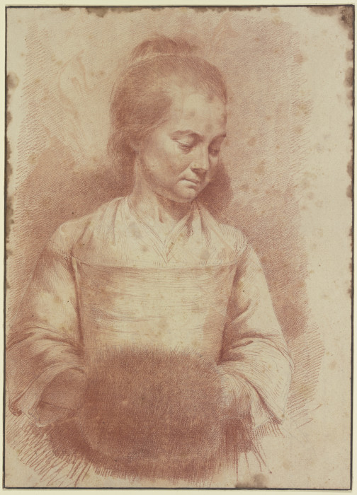 Half-Length Figure of a Young Woman with a Muff a Jean Jacques de Boissieu