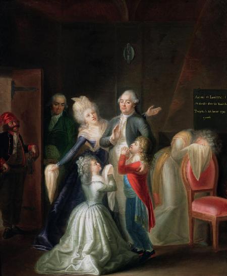 Farewell to Louis XVI his Family in the Temple, 20th January 1793