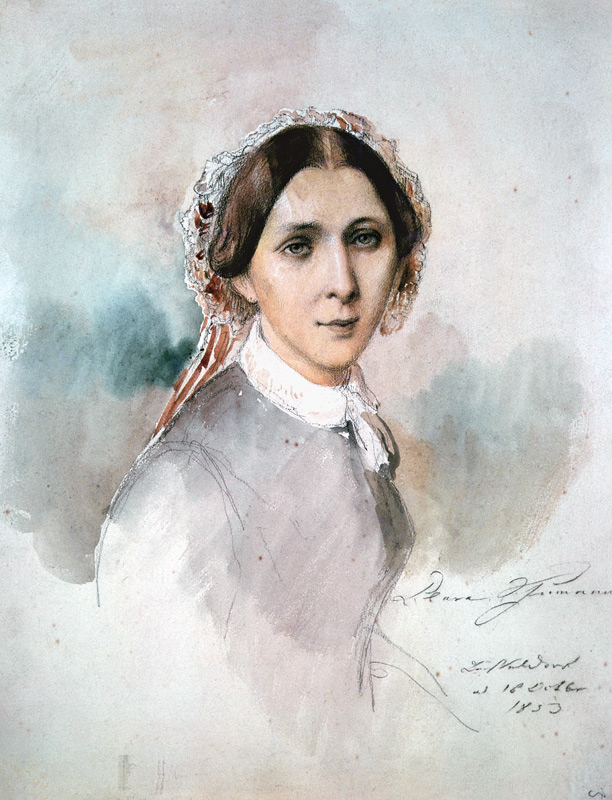 Portrait of Clara Schumann (1819-96) 1853 a Jean Joseph Bonaventure Laurens