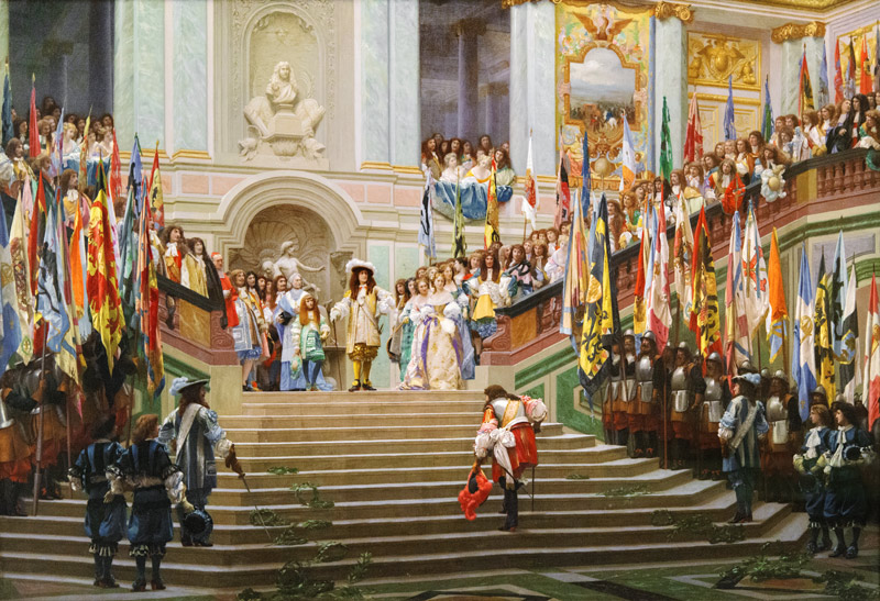 Reception of Louis 2 de Bourbon Conde said the Grand Conde by King Louis 14 a Versailles in 1674 a Jean-Léon Gérome