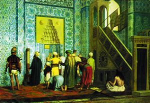 Praying Moslems in the blues' mosque a Jean-Léon Gérome