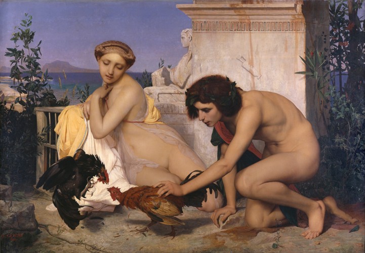 Young Greeks Attending a Cock Fight (The Cock Fight) a Jean-Léon Gérome