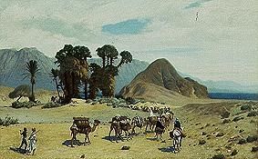 Camel caravan nearby the red sea. a Jean-Léon Gérome