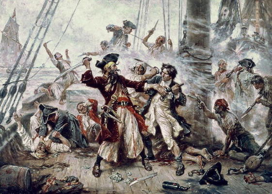 The Capture of the Pirate Blackbeard, 1718 a Jean Leon Jerome Ferris