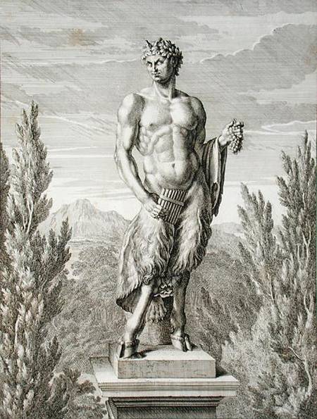 Statue of a Satyr holding a bunch of grapes, Versailles, 1672, from 'Vues et Plans de Versailles' a Jean Lepautre