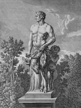 Statue of a Satyr at Versailles, 1675, from 'Vues et Plans de Versailles'