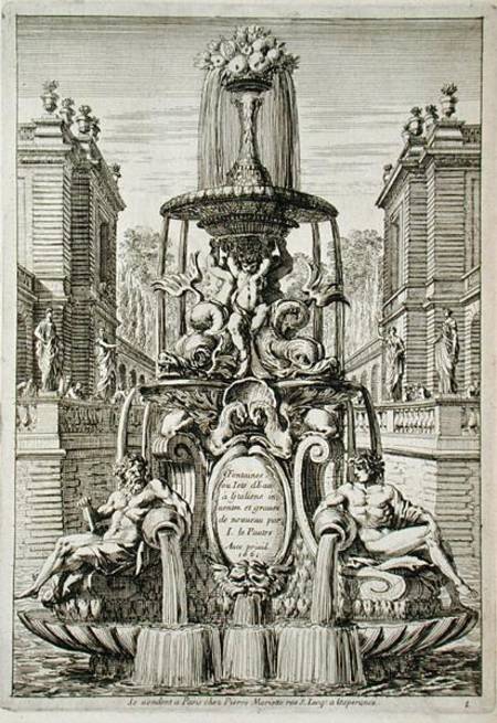 Title page from 'Fountain and Waterjets in the Italian Style' a Jean Lepautre