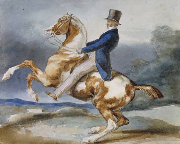 Reiter auf einem sich aufbäumenden Pferd (Un Cavalier cabrant son cheval). a Jean Louis Théodore Géricault